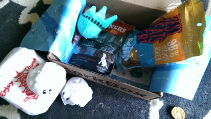 subscription box of dog toys