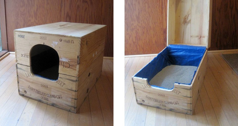 wooden litter box