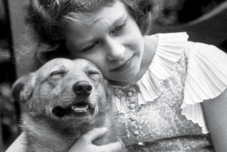 black and white photo of girl with dog